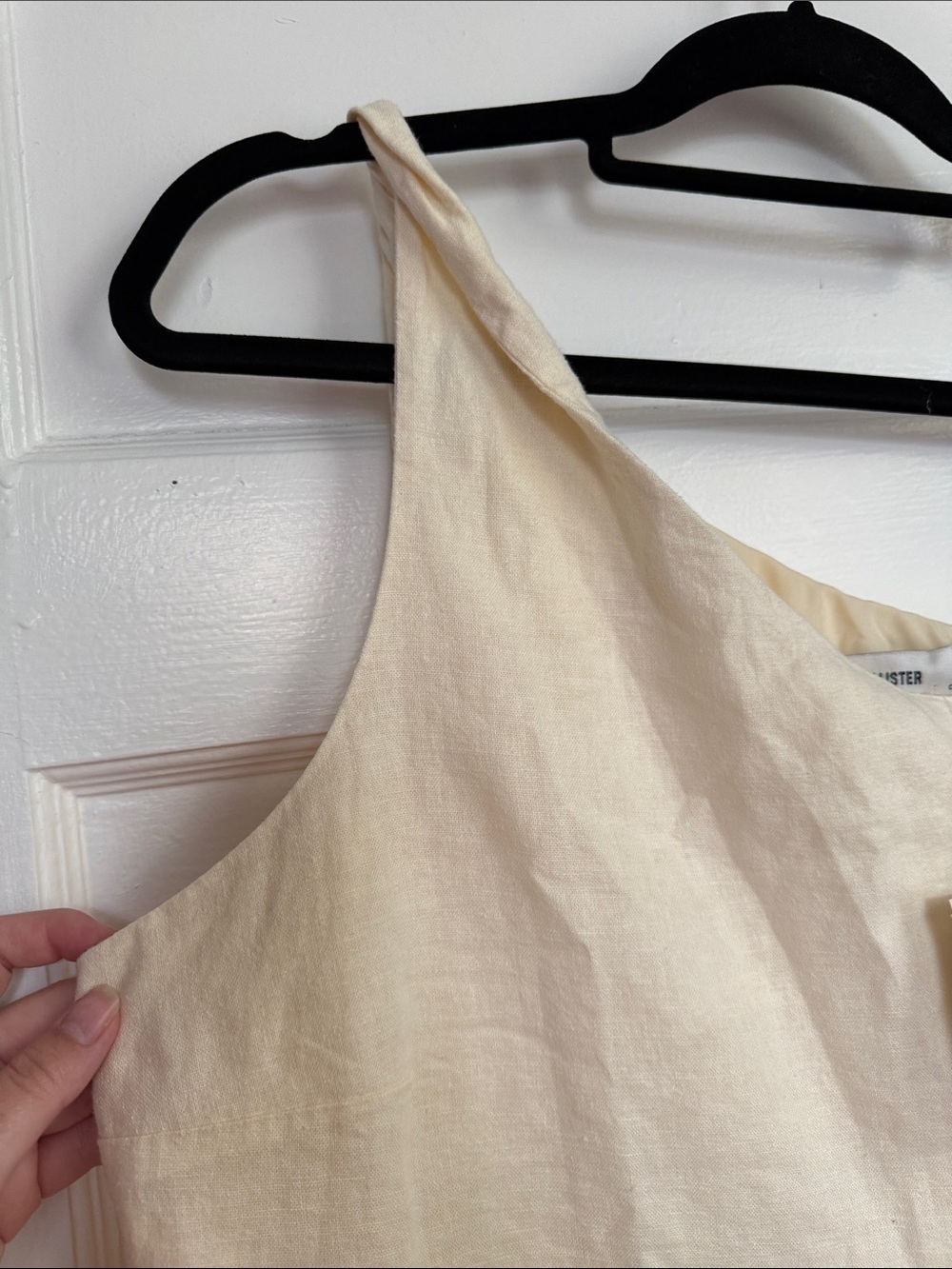 Hollister Linen Blend One-Shoulder Twist Ivory Mini Dress Size XL Petite - Picture 6 of 10